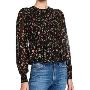 GANNI smocked floral top